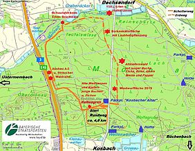 Landkarte Rundweg Forstbetrieb Forchheim Staatswald