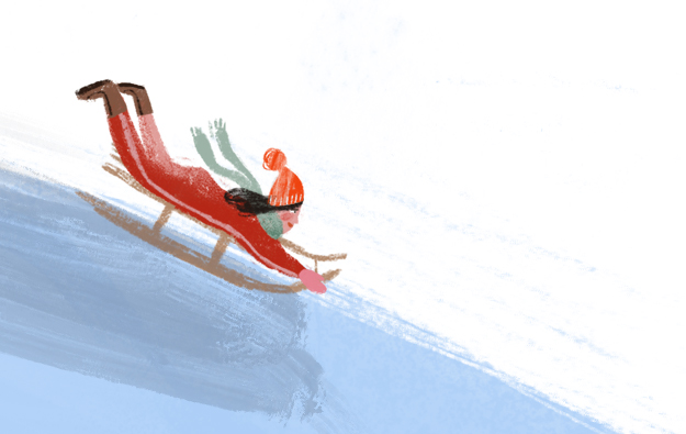 Schlittenfahrerin Illustration