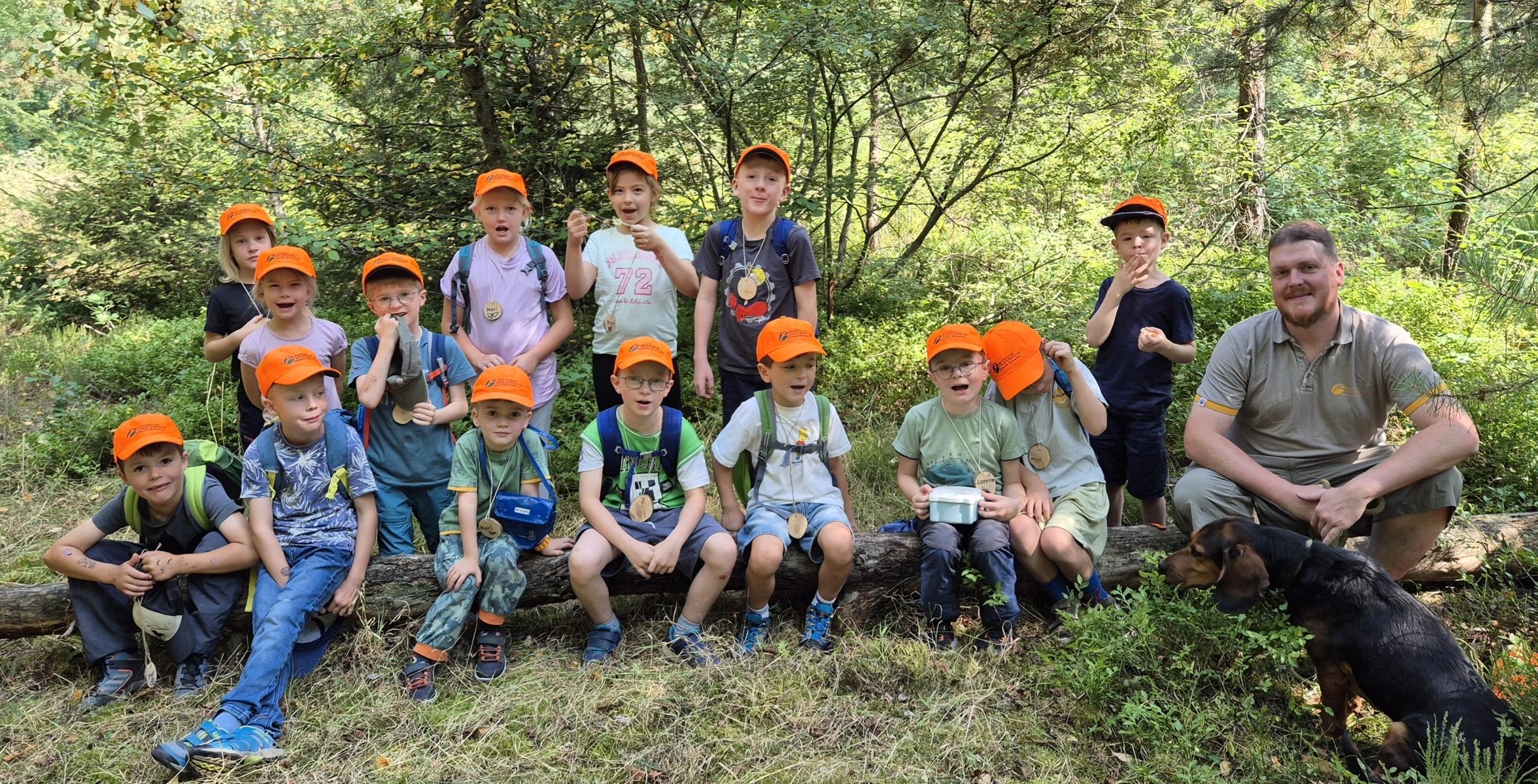 Die Kinder beim Waldabenteuer im Wald