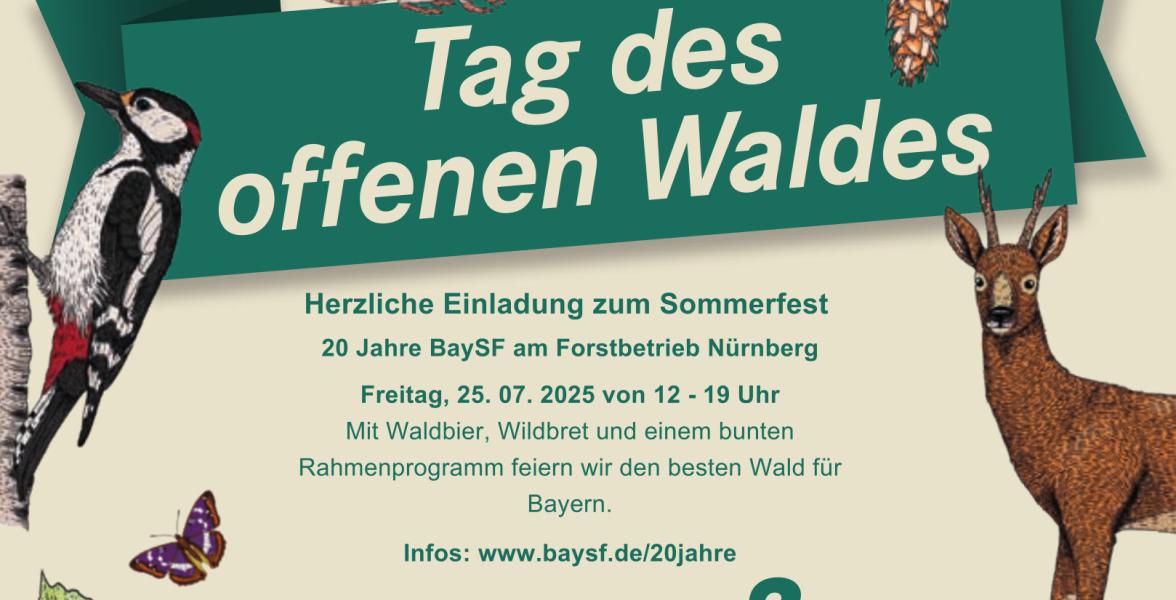 Einladung zum Sommerfest an den Forstbetrieb Nürnberg.